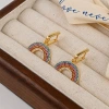 New fashionable micro-inlaid rainbow-shaped zircon brass 18K real gold electroplated earring buckles in the European and American ins style details Picture